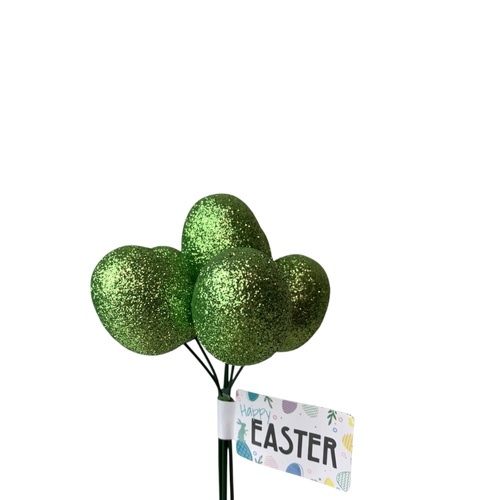 Glitter Egg Pick Green 4cm