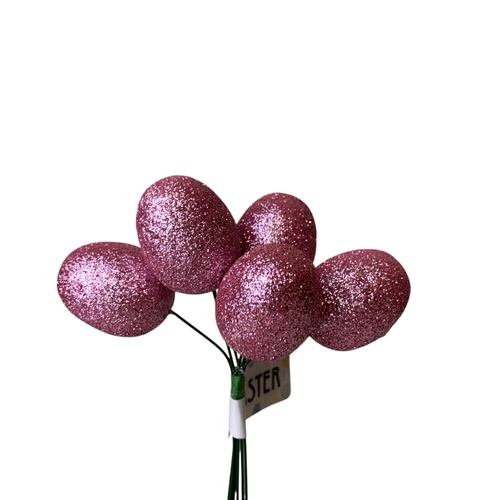 Glitter Egg Pick Pink 4cm