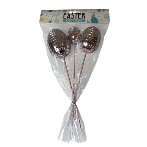 Mirror Ball Egg Picks Pink 