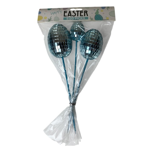 Mirror Ball Egg Picks Blue 