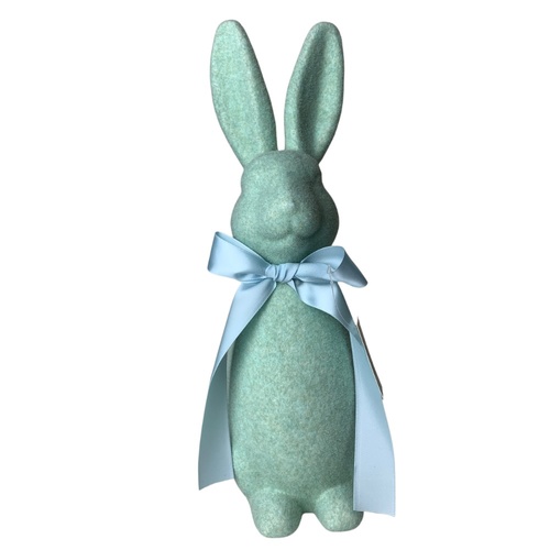 Flocked Bunny Blue 38cm
