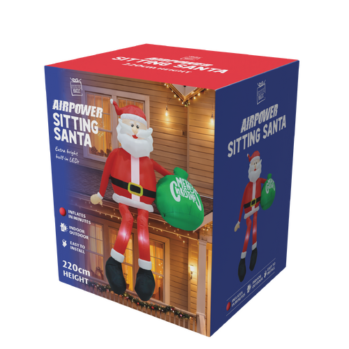 Inflatable Roof Santa w. Sack 220cm
