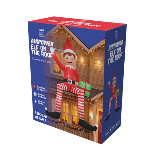 Inflatable Roof Waving Elf 305cm