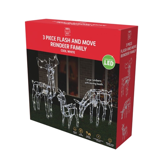 LED Reindeers Family 3pc Animated 190cm