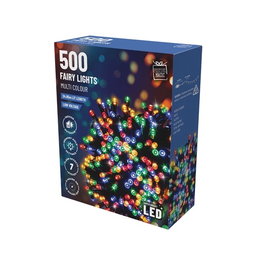 LED 500 Fairy Lights w.Timer Multicolour
