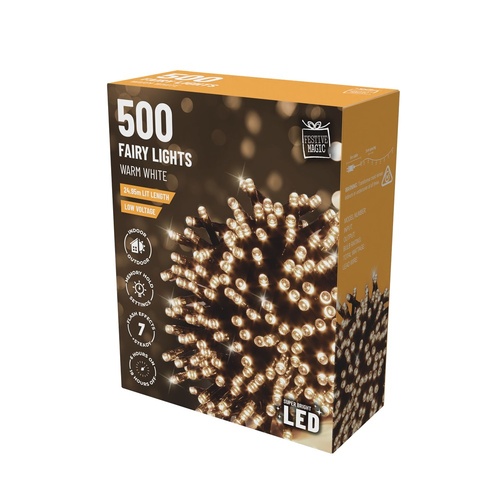 LED 500 Fairy Lights w.Timer Warm White