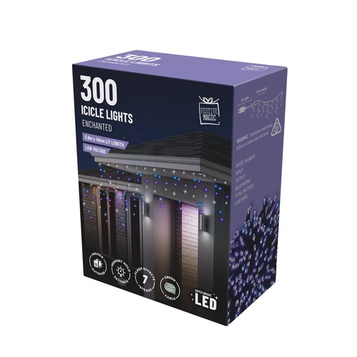LED 300 Flashing Enchanted Icicle Lights