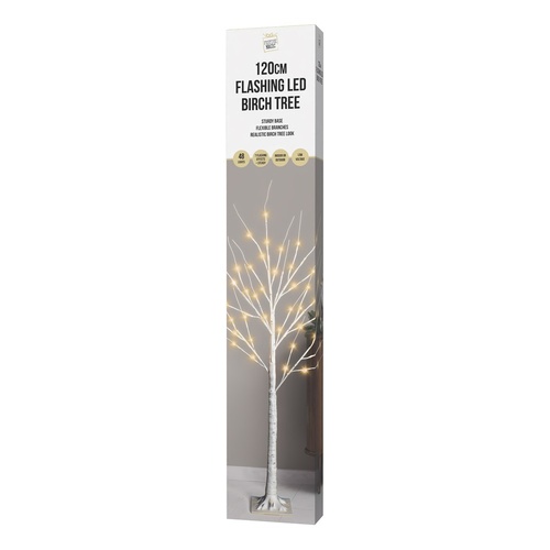 LED Flashing Birch Tree Warm White 120cm