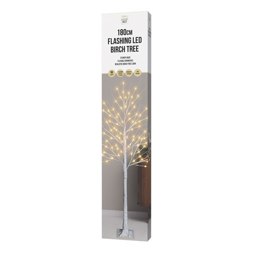 LED Flashing Birch Tree Warm White 180cm