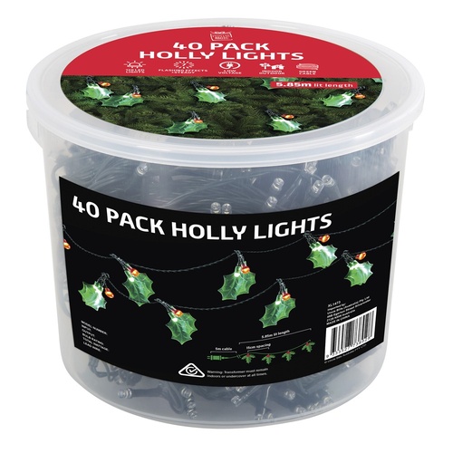 LED Holly Lights 40pk 5.85m