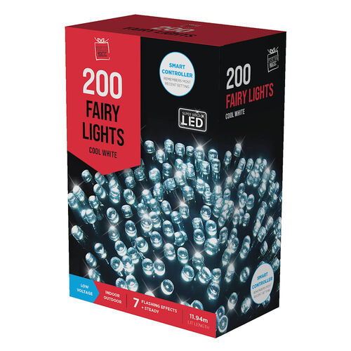 Fairy Lights LEDS Flashing Cool White with Timer 200pc