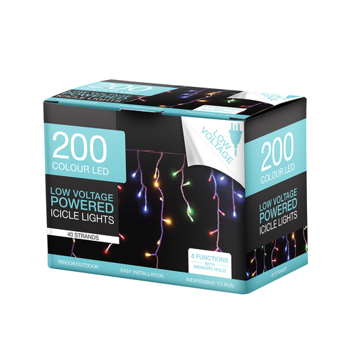 200 LED Icicle Lights Multicolour