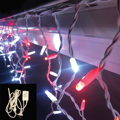 Icicle Lights RED/WHITE 4.8m Extendable + Controller