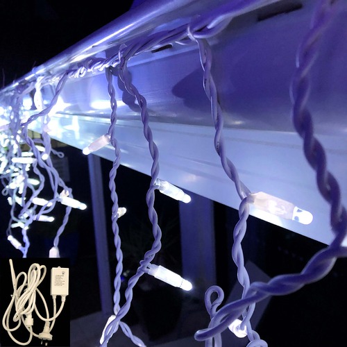 Icicle Lights COOL WHITE 4.8m Extendable + Controller