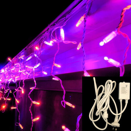 Icicle Lights PURPLE/ORANGE 4.8m + Controller