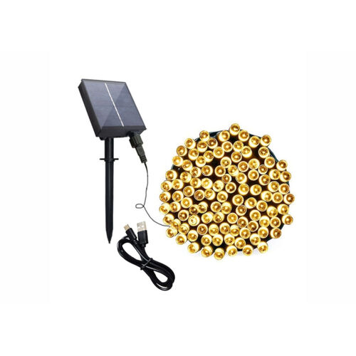 Solar USB Dual LED Fairy Lights 300 Warm