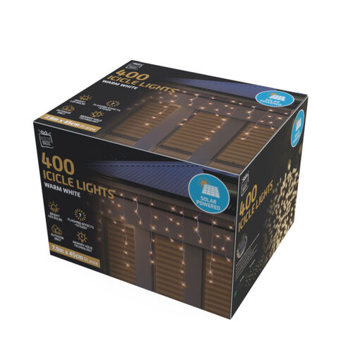 Solar Icicle Lights 400 Warm