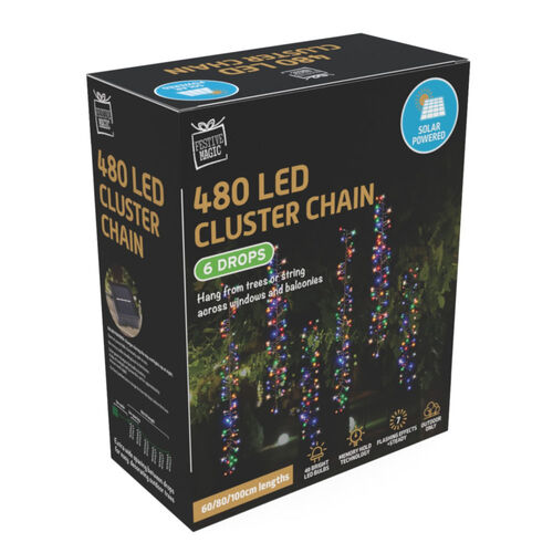 Solar LED Tree Clusters 480 6pk Multicolour