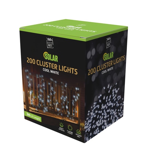 Solar LED Cluster Lights 200 Cool White