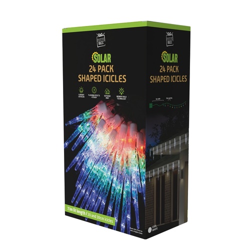 Solar 24pk Icicle Tube Lights 2 Asst 7m