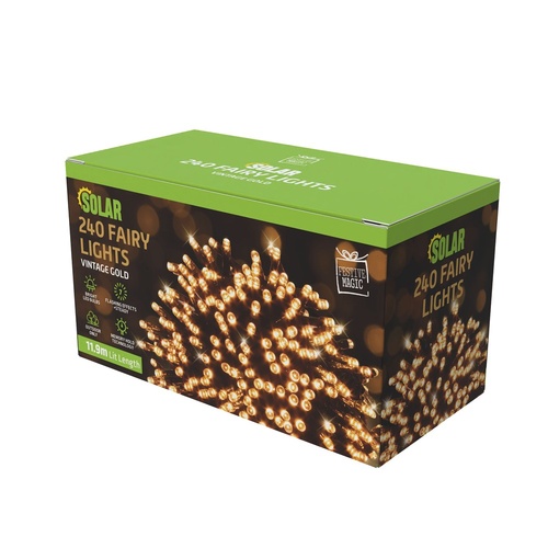 Solar Fairy Lights 240 Vintage Gold