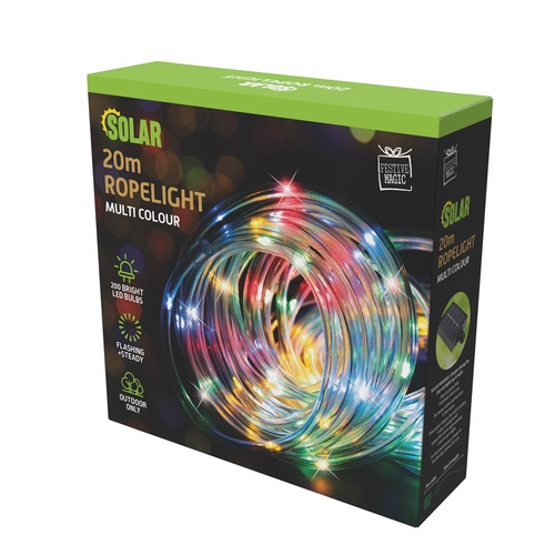 Solar Multicolour Ropelight 20m