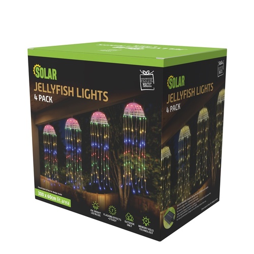 Solar Jellyfish Lights Multicolour 4pk