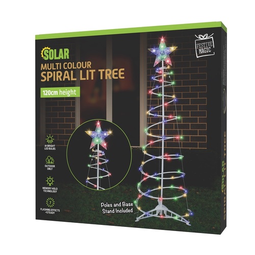 Solar Multicolour Spiral Tree 120cm