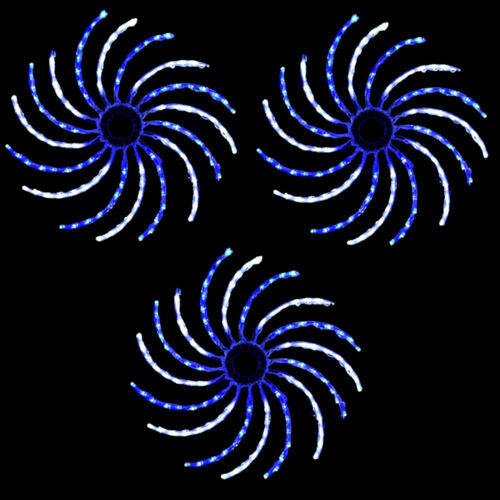 LED Spinner Lights Blue & White SET of 3