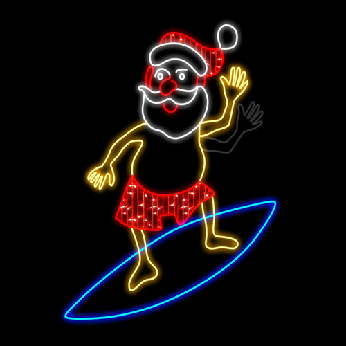 Surfing Santa Waving Hand 180cm