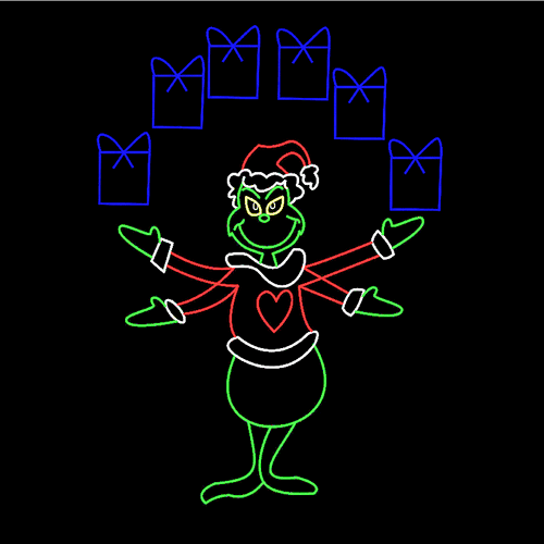 Green Elf Juggling Presents 2.5m Animated