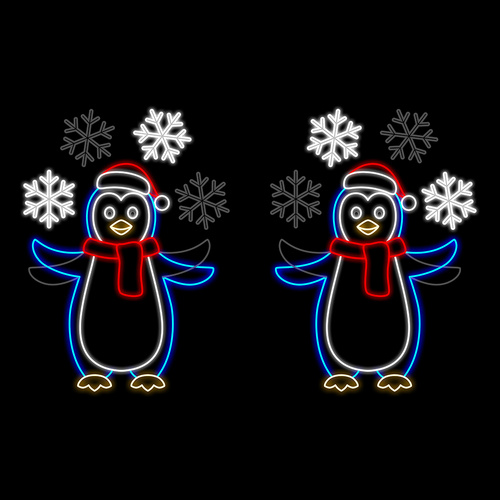 Penguin Juggling Snowflakes 180cm Animated