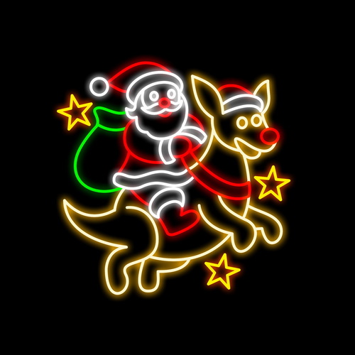 Santa Riding Kangaroo Motif 110cm