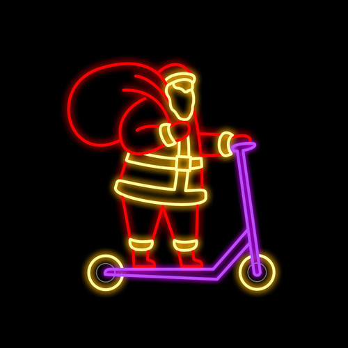 Santa Riding Electric Scooter Motif 110cm