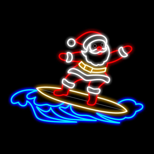 Santa Surfing a Wave Motif 130cm