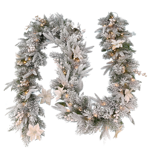 Frosted Colonial Garland Pre-Lit 274cm
