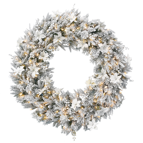 Frosted Colonial LED Wreath 122cm