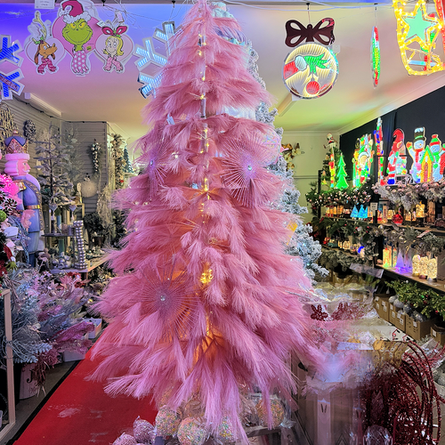 Faux Pampas Tree Pink Pre-Lit 180cm