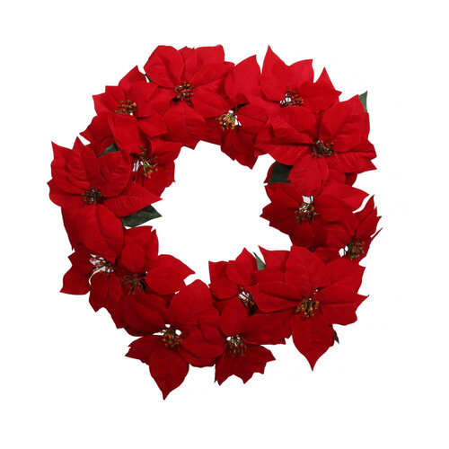 Classic Red Poinsettia Wreath 61cm