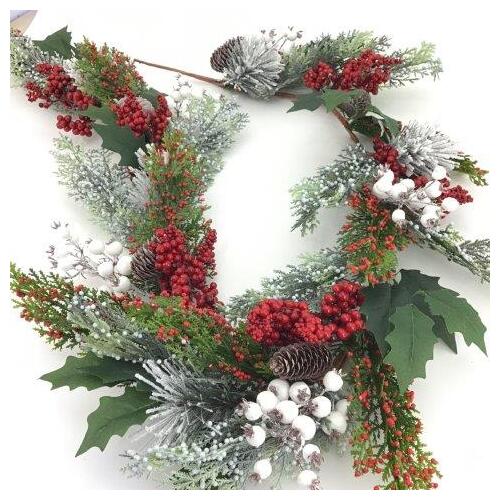 Christmas Holly Garland 180cm